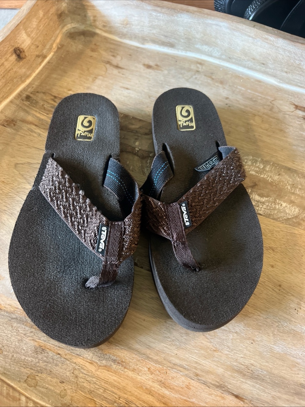 Teva Brown Woven Strap Flip Flop Sandals